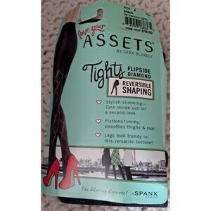 Assets by SPANX Size 4 Black Tights Flipside Diamond Reversible Shaping NEW